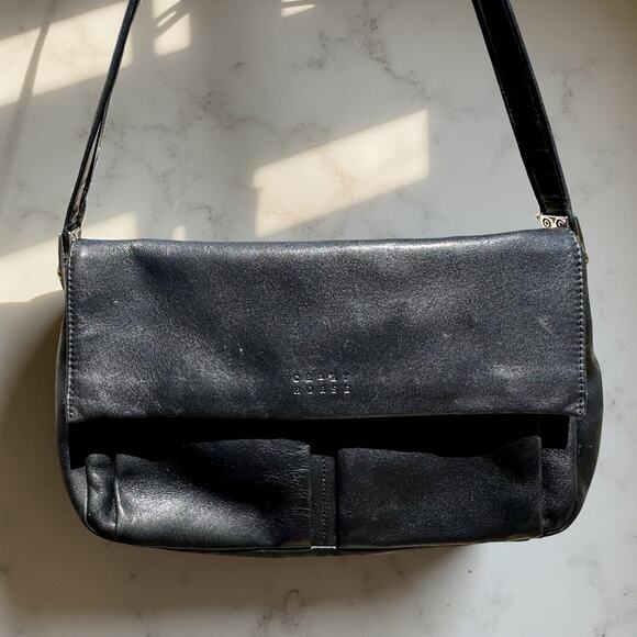 Y2K Liz Claiborne Crazy Horse Authentic Leather Baguette Shoulder Purse - Picture 4 of 14